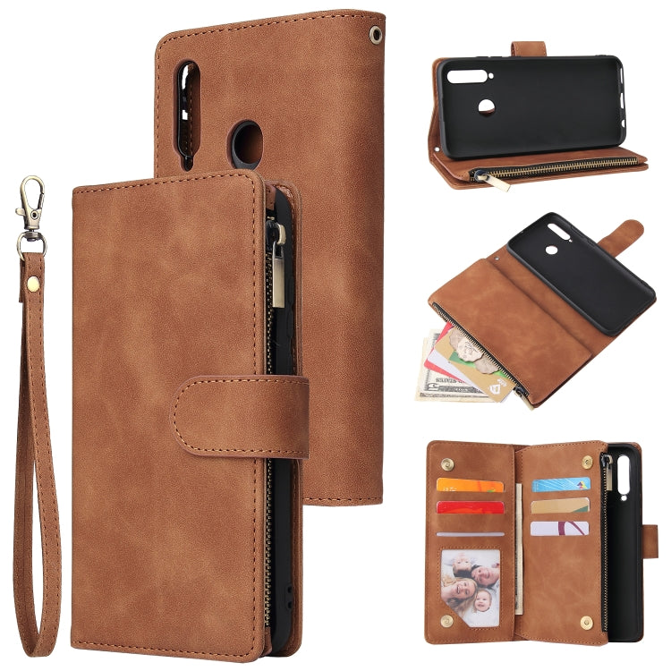 For Huawei P20 lite (2019) Multifunctional Retro Frosted Horizontal Flip Leather Case with Card Slot & Holder & Zipper Wallet & Photo Frame & Lanyard