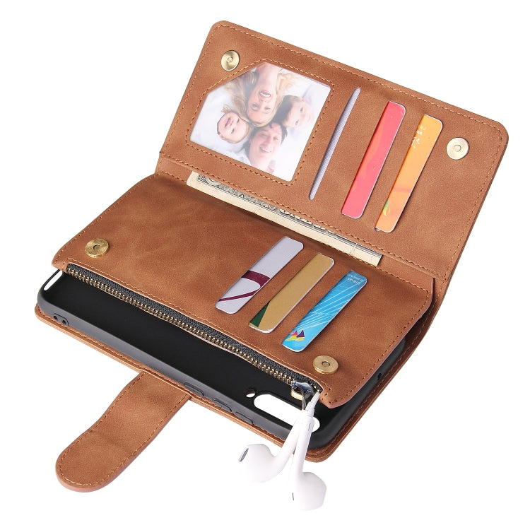 For Huawei P20 lite (2019) Multifunctional Retro Frosted Horizontal Flip Leather Case with Card Slot & Holder & Zipper Wallet & Photo Frame & Lanyard