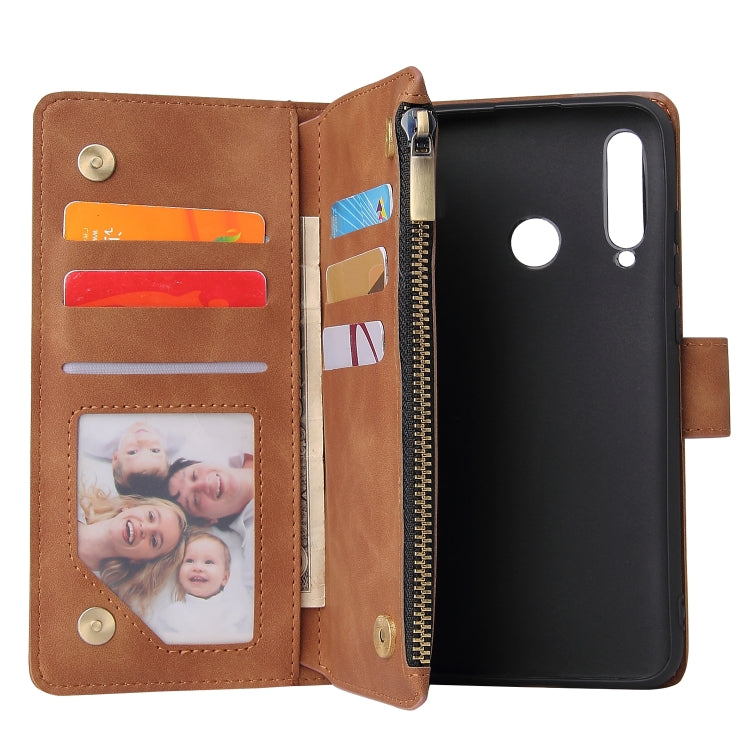 For Huawei P20 lite (2019) Multifunctional Retro Frosted Horizontal Flip Leather Case with Card Slot & Holder & Zipper Wallet & Photo Frame & Lanyard