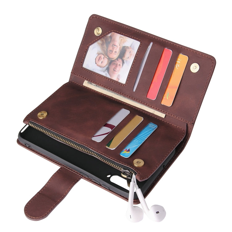 For Huawei P20 lite (2019) Multifunctional Retro Frosted Horizontal Flip Leather Case with Card Slot & Holder & Zipper Wallet & Photo Frame & Lanyard