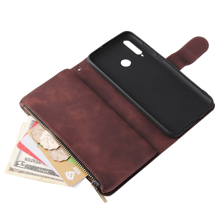 For Huawei P20 lite (2019) Multifunctional Retro Frosted Horizontal Flip Leather Case with Card Slot & Holder & Zipper Wallet & Photo Frame & Lanyard