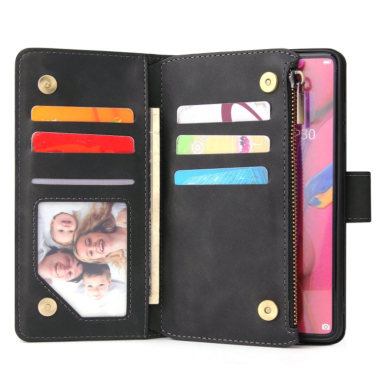 For Huawei P30 Multifunctional Retro Frosted Horizontal Flip Leather Case with Card Slot & Holder & Zipper Wallet & Photo Frame & Lanyard