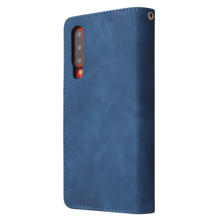For Huawei P30 Multifunctional Retro Frosted Horizontal Flip Leather Case with Card Slot & Holder & Zipper Wallet & Photo Frame & Lanyard