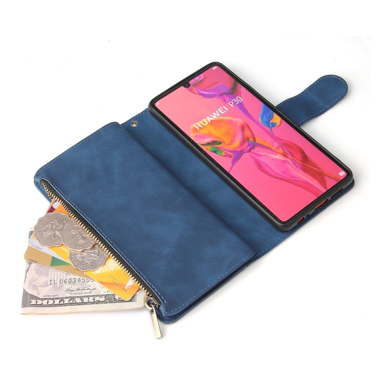 For Huawei P30 Multifunctional Retro Frosted Horizontal Flip Leather Case with Card Slot & Holder & Zipper Wallet & Photo Frame & Lanyard