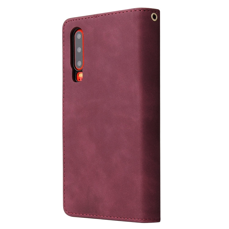 For Huawei P30 Multifunctional Retro Frosted Horizontal Flip Leather Case with Card Slot & Holder & Zipper Wallet & Photo Frame & Lanyard