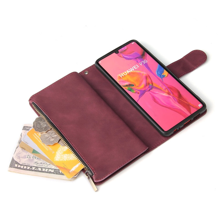 For Huawei P30 Multifunctional Retro Frosted Horizontal Flip Leather Case with Card Slot & Holder & Zipper Wallet & Photo Frame & Lanyard