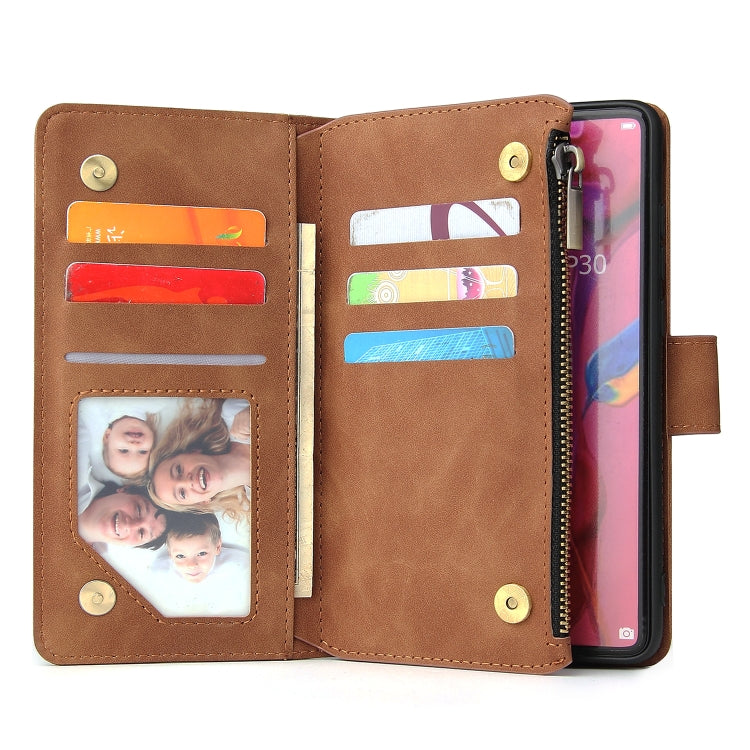 For Huawei P30 Multifunctional Retro Frosted Horizontal Flip Leather Case with Card Slot & Holder & Zipper Wallet & Photo Frame & Lanyard