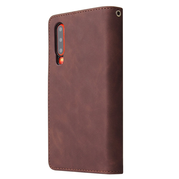 For Huawei P30 Multifunctional Retro Frosted Horizontal Flip Leather Case with Card Slot & Holder & Zipper Wallet & Photo Frame & Lanyard