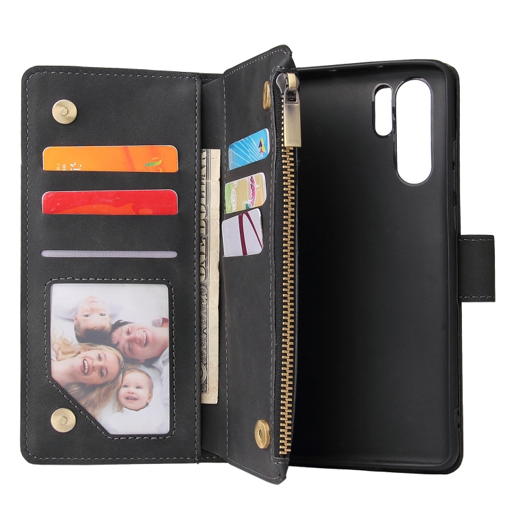 For Huawei P30 Pro Multifunctional Retro Frosted Horizontal Flip Leather Case with Card Slot & Holder & Zipper Wallet & Photo Frame & Lanyard