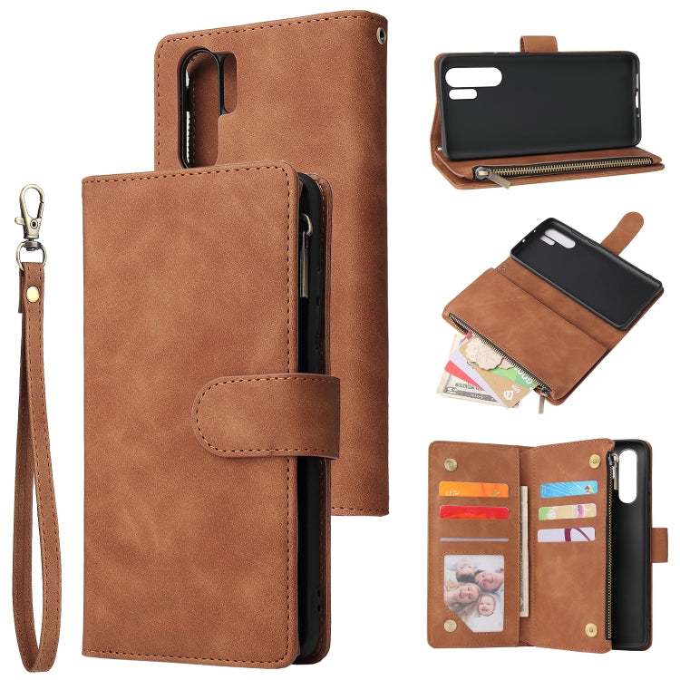 For Huawei P30 Pro Multifunctional Retro Frosted Horizontal Flip Leather Case with Card Slot & Holder & Zipper Wallet & Photo Frame & Lanyard