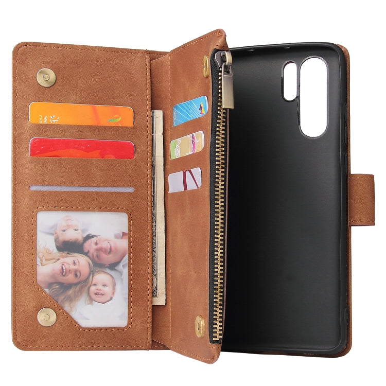 For Huawei P30 Pro Multifunctional Retro Frosted Horizontal Flip Leather Case with Card Slot & Holder & Zipper Wallet & Photo Frame & Lanyard
