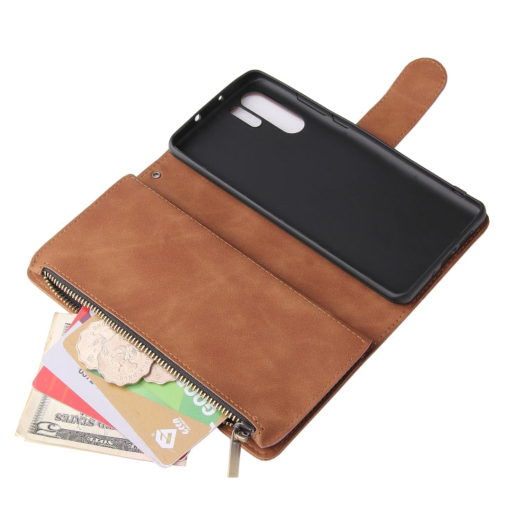 For Huawei P30 Pro Multifunctional Retro Frosted Horizontal Flip Leather Case with Card Slot & Holder & Zipper Wallet & Photo Frame & Lanyard