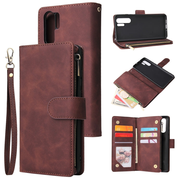 For Huawei P30 Pro Multifunctional Retro Frosted Horizontal Flip Leather Case with Card Slot & Holder & Zipper Wallet & Photo Frame & Lanyard
