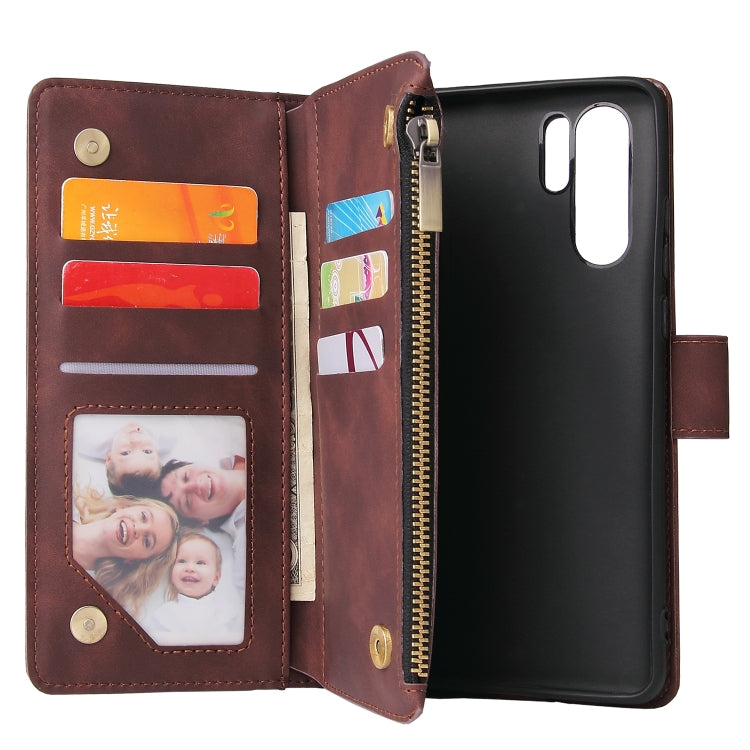 For Huawei P30 Pro Multifunctional Retro Frosted Horizontal Flip Leather Case with Card Slot & Holder & Zipper Wallet & Photo Frame & Lanyard