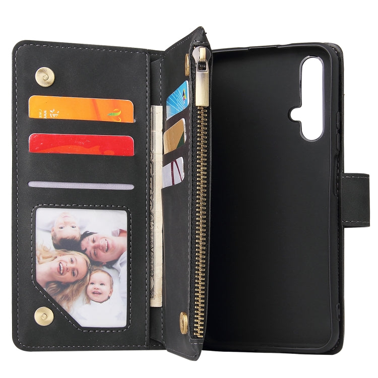 For Huawei Honor 20 Multifunctional Retro Frosted Horizontal Flip Leather Case with Card Slot & Holder & Zipper Wallet & Photo Frame & Lanyard