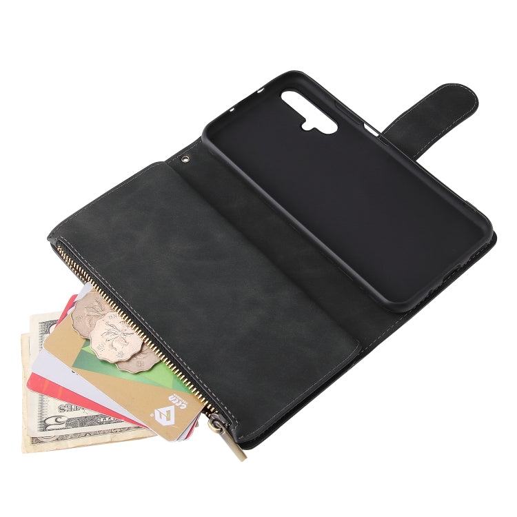 For Huawei Honor 20 Multifunctional Retro Frosted Horizontal Flip Leather Case with Card Slot & Holder & Zipper Wallet & Photo Frame & Lanyard