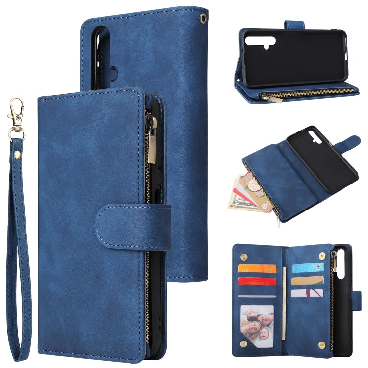 For Huawei Honor 20 Multifunctional Retro Frosted Horizontal Flip Leather Case with Card Slot & Holder & Zipper Wallet & Photo Frame & Lanyard