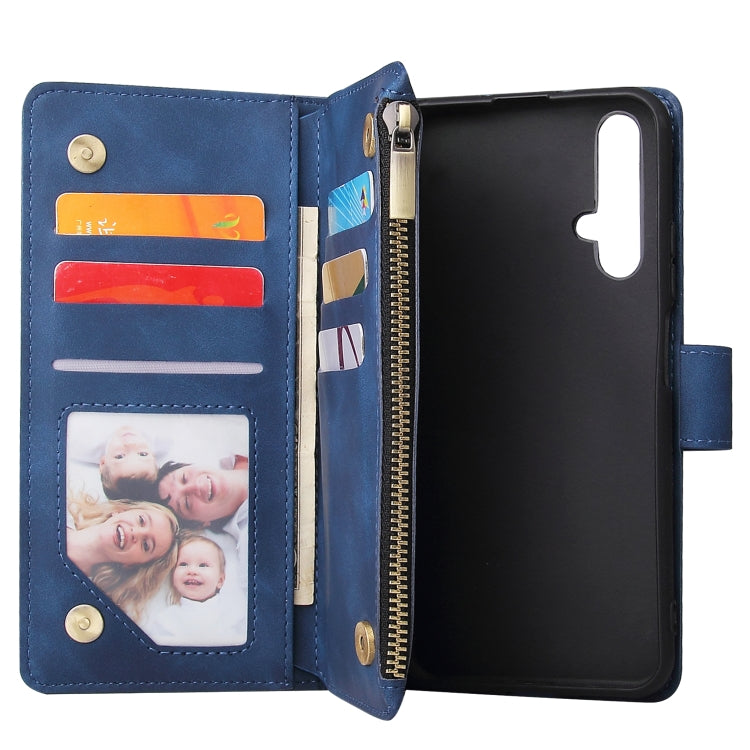 For Huawei Honor 20 Multifunctional Retro Frosted Horizontal Flip Leather Case with Card Slot & Holder & Zipper Wallet & Photo Frame & Lanyard
