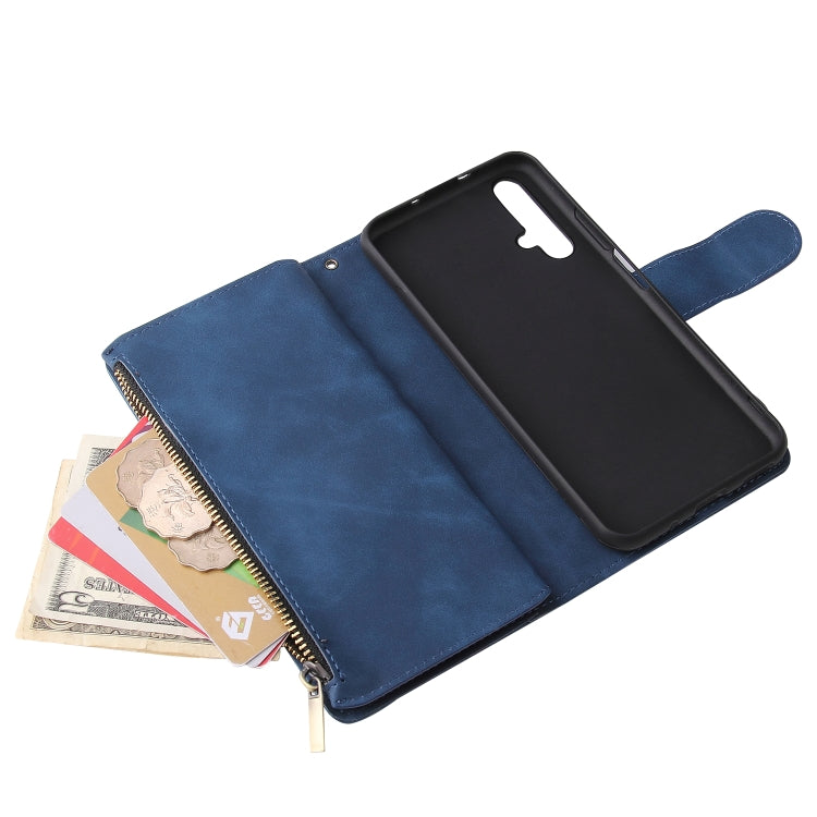 For Huawei Honor 20 Multifunctional Retro Frosted Horizontal Flip Leather Case with Card Slot & Holder & Zipper Wallet & Photo Frame & Lanyard