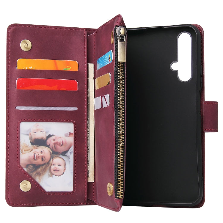 For Huawei Honor 20 Multifunctional Retro Frosted Horizontal Flip Leather Case with Card Slot & Holder & Zipper Wallet & Photo Frame & Lanyard