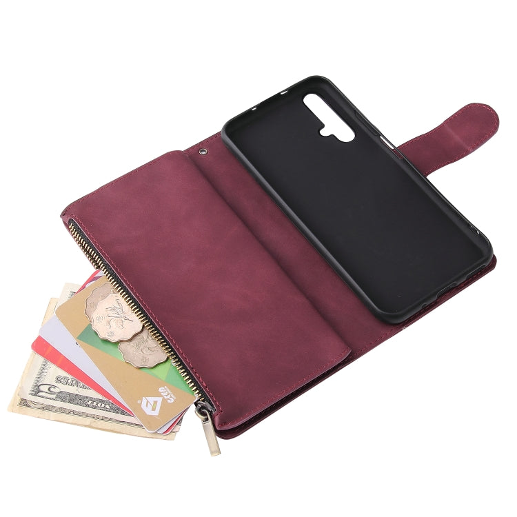 For Huawei Honor 20 Multifunctional Retro Frosted Horizontal Flip Leather Case with Card Slot & Holder & Zipper Wallet & Photo Frame & Lanyard