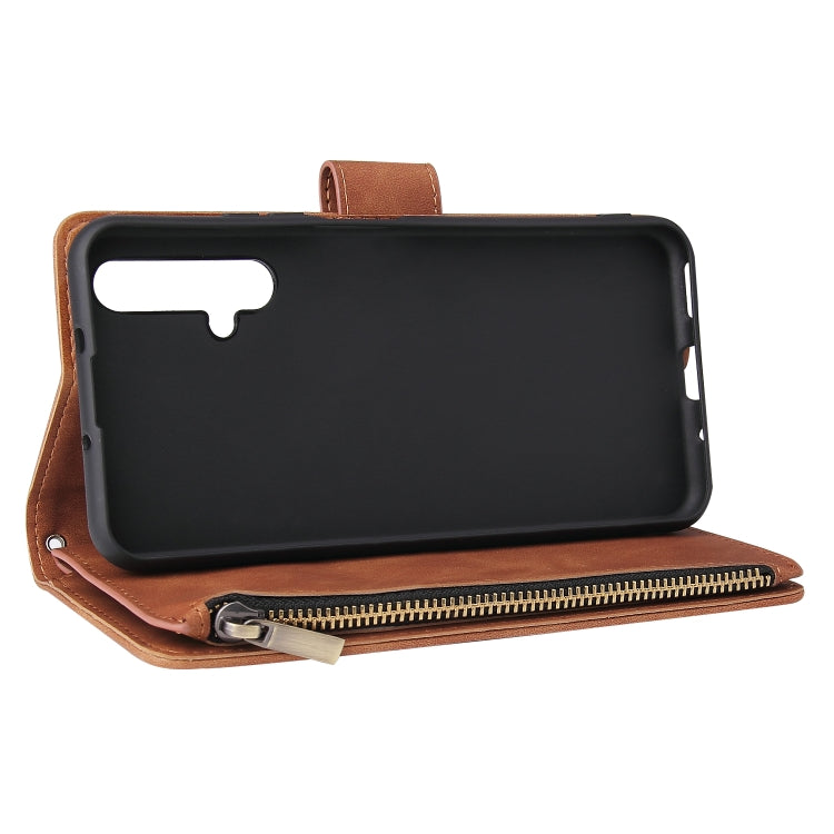 For Huawei Honor 20 Multifunctional Retro Frosted Horizontal Flip Leather Case with Card Slot & Holder & Zipper Wallet & Photo Frame & Lanyard