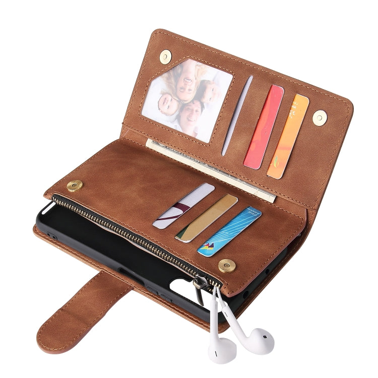 For Huawei Honor 20 Multifunctional Retro Frosted Horizontal Flip Leather Case with Card Slot & Holder & Zipper Wallet & Photo Frame & Lanyard