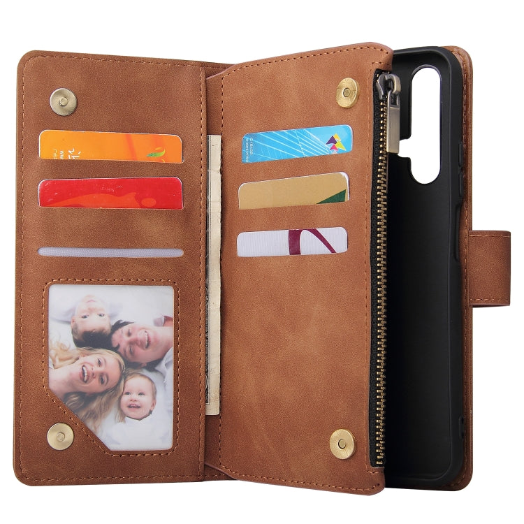 For Huawei Honor 20 Multifunctional Retro Frosted Horizontal Flip Leather Case with Card Slot & Holder & Zipper Wallet & Photo Frame & Lanyard