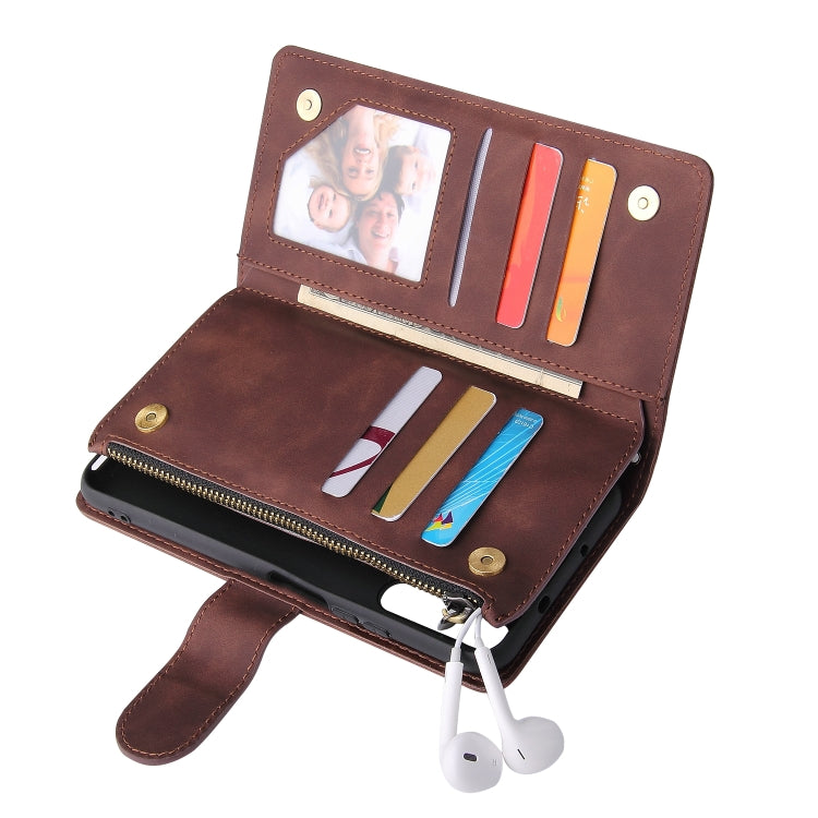 For Huawei Honor 20 Multifunctional Retro Frosted Horizontal Flip Leather Case with Card Slot & Holder & Zipper Wallet & Photo Frame & Lanyard