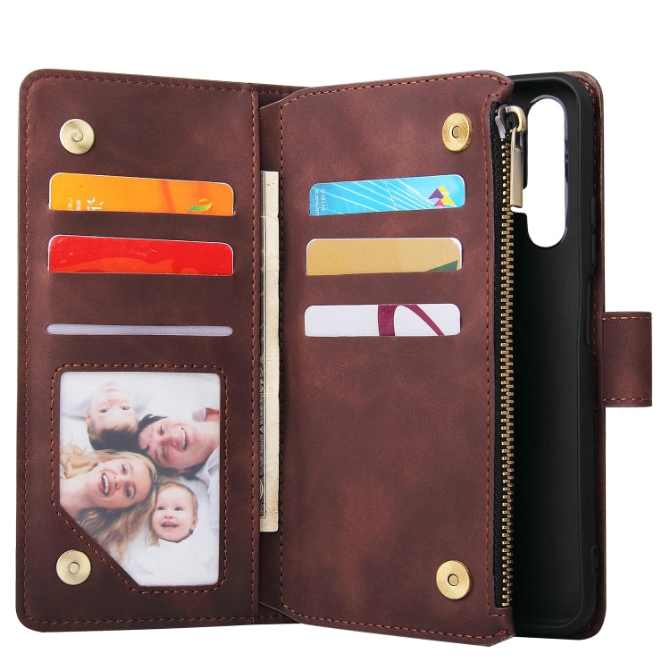 For Huawei Honor 20 Multifunctional Retro Frosted Horizontal Flip Leather Case with Card Slot & Holder & Zipper Wallet & Photo Frame & Lanyard