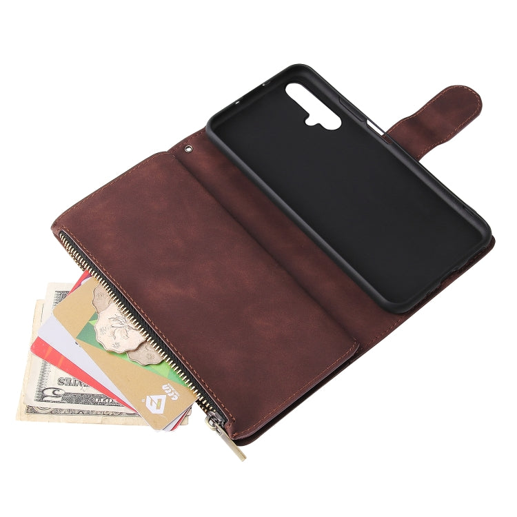 For Huawei Honor 20 Multifunctional Retro Frosted Horizontal Flip Leather Case with Card Slot & Holder & Zipper Wallet & Photo Frame & Lanyard
