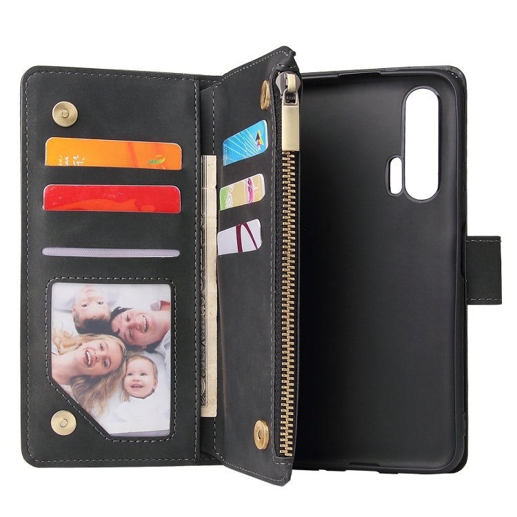 For Huawei Honor 20 Pro Multifunctional Retro Frosted Horizontal Flip Leather Case with Card Slot & Holder & Zipper Wallet & Photo Frame & Lanyard