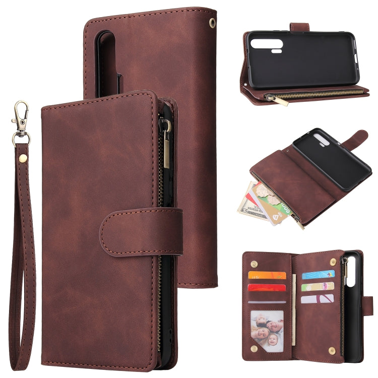 For Huawei Honor 20 Pro Multifunctional Retro Frosted Horizontal Flip Leather Case with Card Slot & Holder & Zipper Wallet & Photo Frame & Lanyard