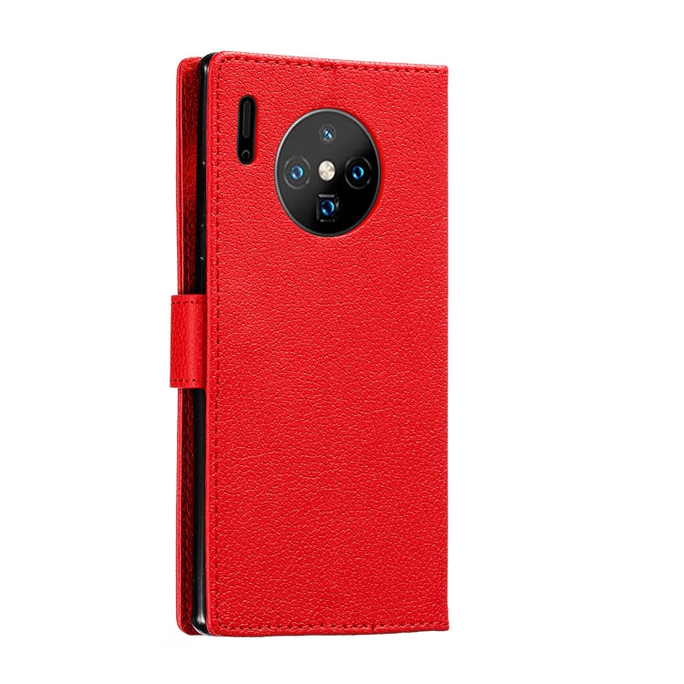 For Huawei Mate 30 Pro Feather Pattern Litchi Texture Horizontal Flip Leather Case with Holder & Wallet & Card Slots