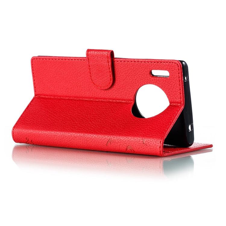 For Huawei Mate 30 Pro Feather Pattern Litchi Texture Horizontal Flip Leather Case with Holder & Wallet & Card Slots