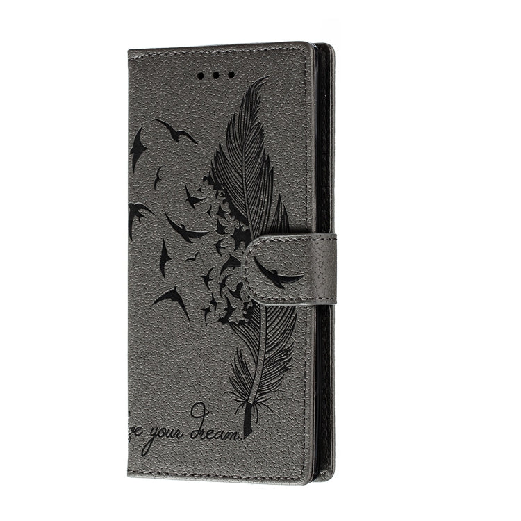For Huawei Mate 30 Pro Feather Pattern Litchi Texture Horizontal Flip Leather Case with Holder & Wallet & Card Slots