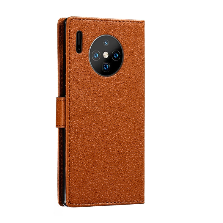 For Huawei Mate 30 Pro Feather Pattern Litchi Texture Horizontal Flip Leather Case with Holder & Wallet & Card Slots