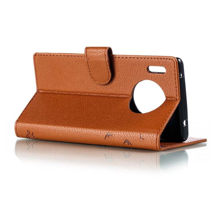 For Huawei Mate 30 Pro Feather Pattern Litchi Texture Horizontal Flip Leather Case with Holder & Wallet & Card Slots