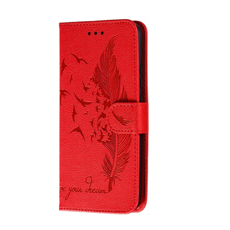 For Huawei Mate 30 Lite / nova 5i Pro Feather Pattern Litchi Texture Horizontal Flip Leather Case with Holder & Wallet & Card Slots