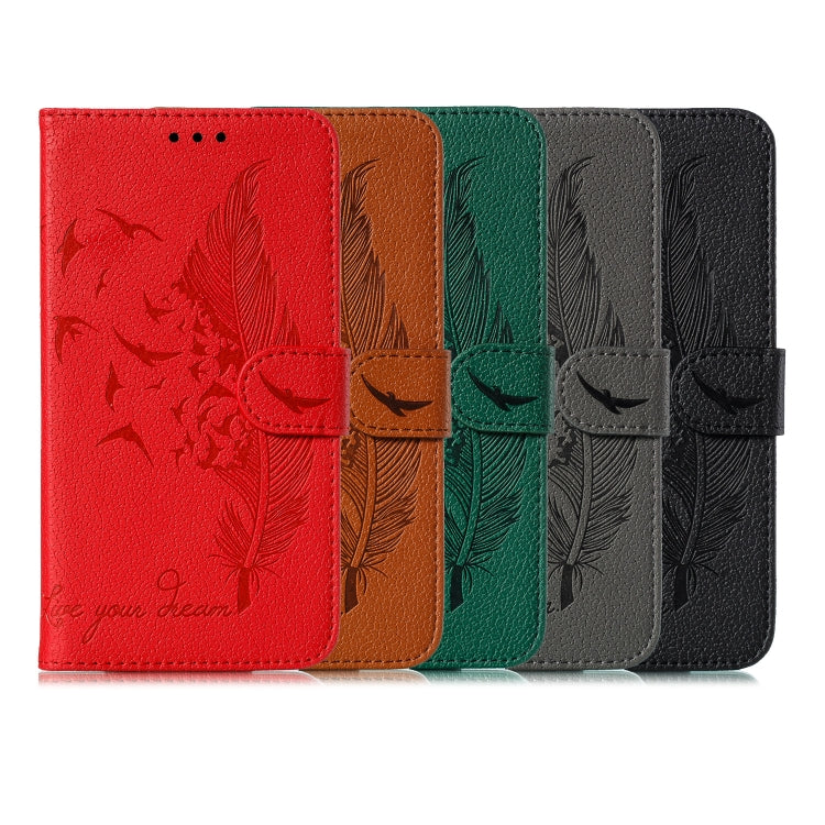 For Xiaomi Redmi Note 8 Feather Pattern Litchi Texture Horizontal Flip Leather Case with Holder & Wallet & Card Slots