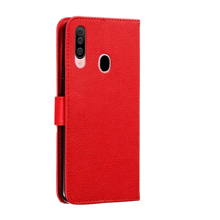 For Galaxy A20s Feather Pattern Litchi Texture Horizontal Flip Leather Case with Holder & Wallet & Card Slots