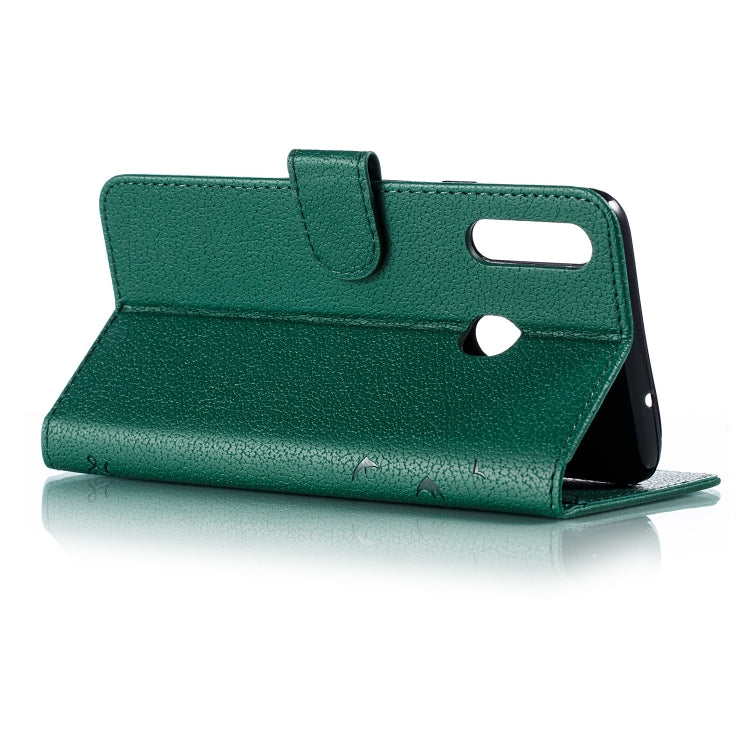 For Galaxy A20s Feather Pattern Litchi Texture Horizontal Flip Leather Case with Holder & Wallet & Card Slots