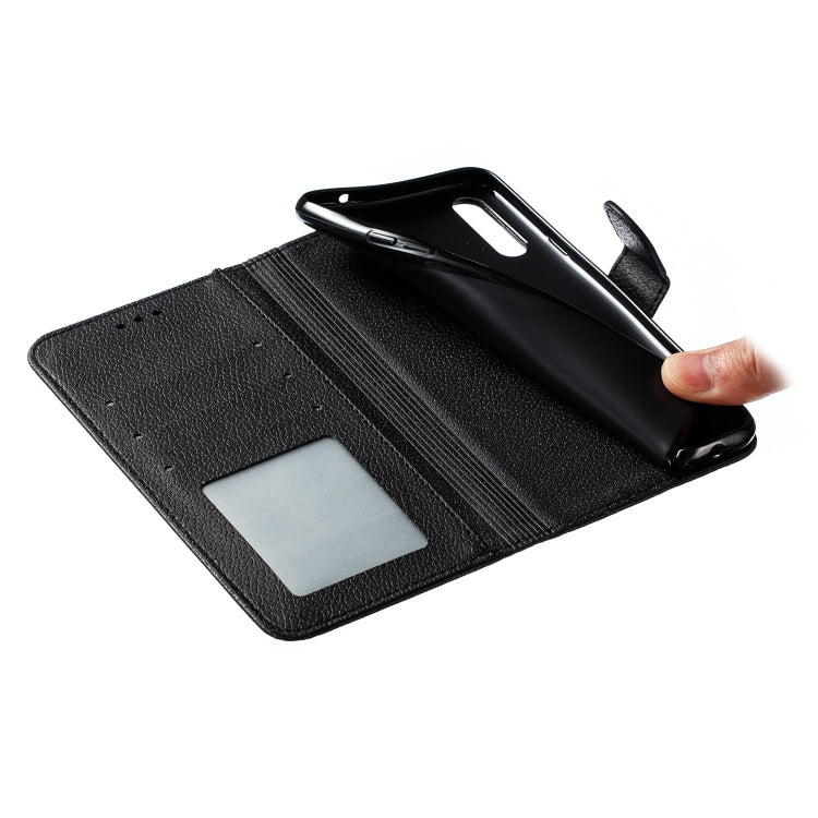 For Galaxy A20s Feather Pattern Litchi Texture Horizontal Flip Leather Case with Holder & Wallet & Card Slots