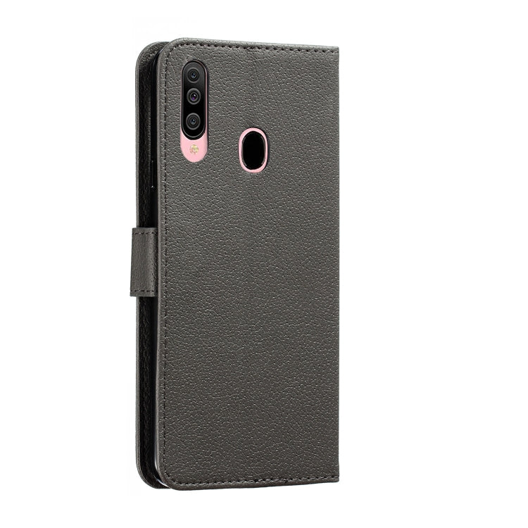 For Galaxy A20s Feather Pattern Litchi Texture Horizontal Flip Leather Case with Holder & Wallet & Card Slots