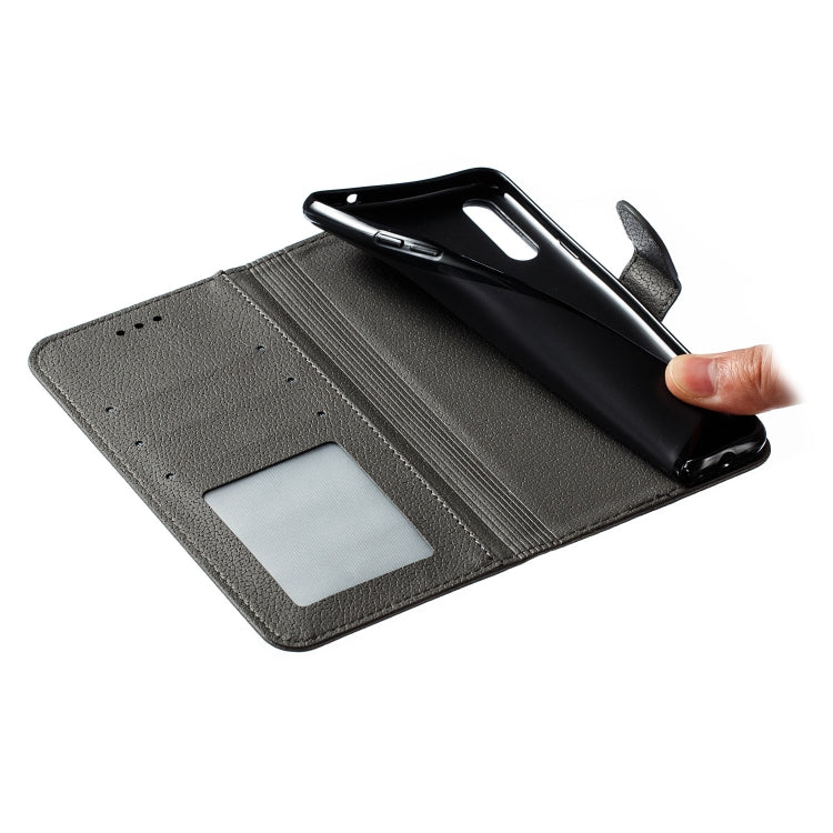For Galaxy A20s Feather Pattern Litchi Texture Horizontal Flip Leather Case with Holder & Wallet & Card Slots