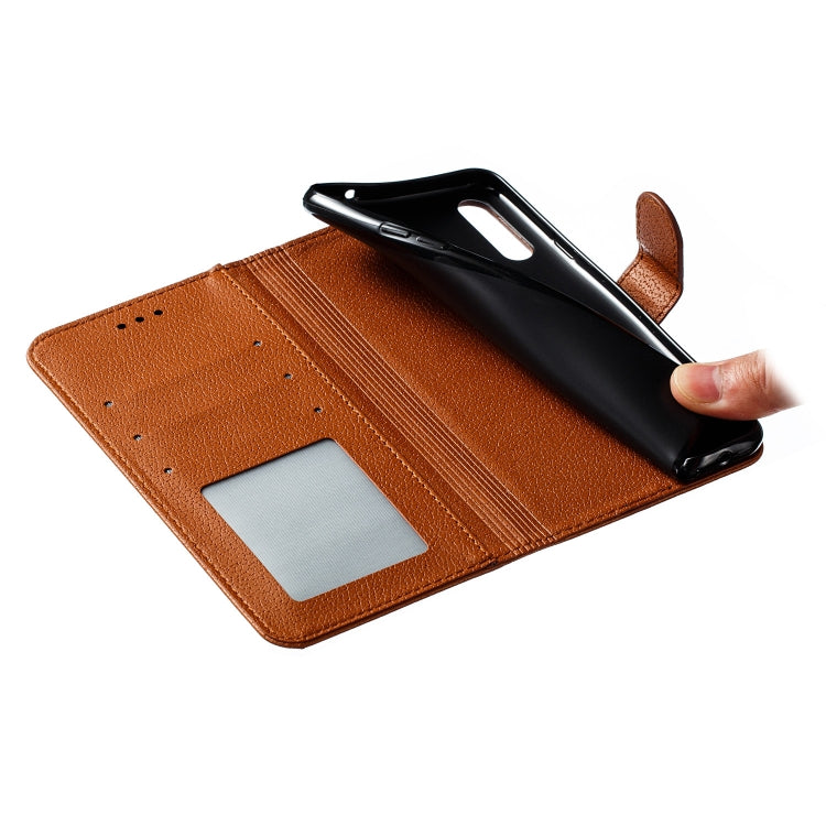 For Galaxy A20s Feather Pattern Litchi Texture Horizontal Flip Leather Case with Holder & Wallet & Card Slots