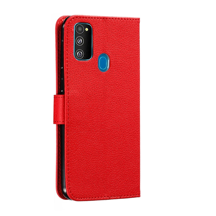 For Galaxy M30s Feather Pattern Litchi Texture Horizontal Flip Leather Case with Holder & Wallet & Card Slots
