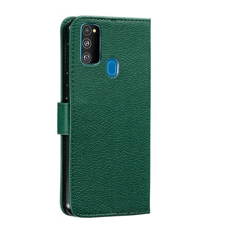 For Galaxy M30s Feather Pattern Litchi Texture Horizontal Flip Leather Case with Holder & Wallet & Card Slots