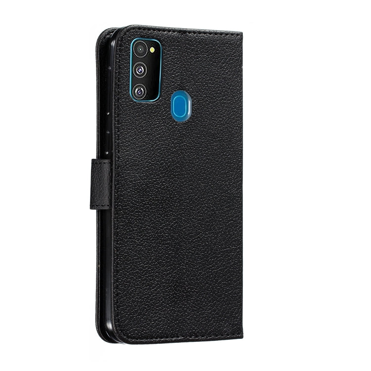 For Galaxy M30s Feather Pattern Litchi Texture Horizontal Flip Leather Case with Holder & Wallet & Card Slots