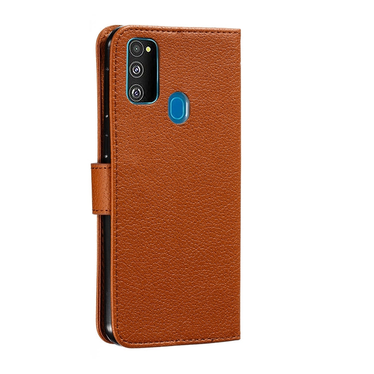 For Galaxy M30s Feather Pattern Litchi Texture Horizontal Flip Leather Case with Holder & Wallet & Card Slots
